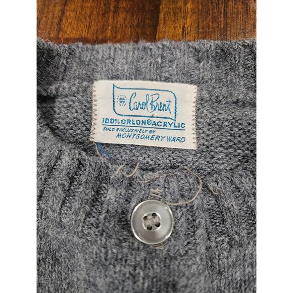 Vintage Carol Brent Gray Cardigan Sweater Montgomery Ward Cottagecore S - Picture 2 of 5